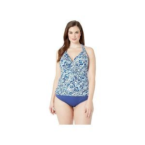 LAUREN RALPH LAUREN Womens Plus Size Printed Halter Tankini Top,16W